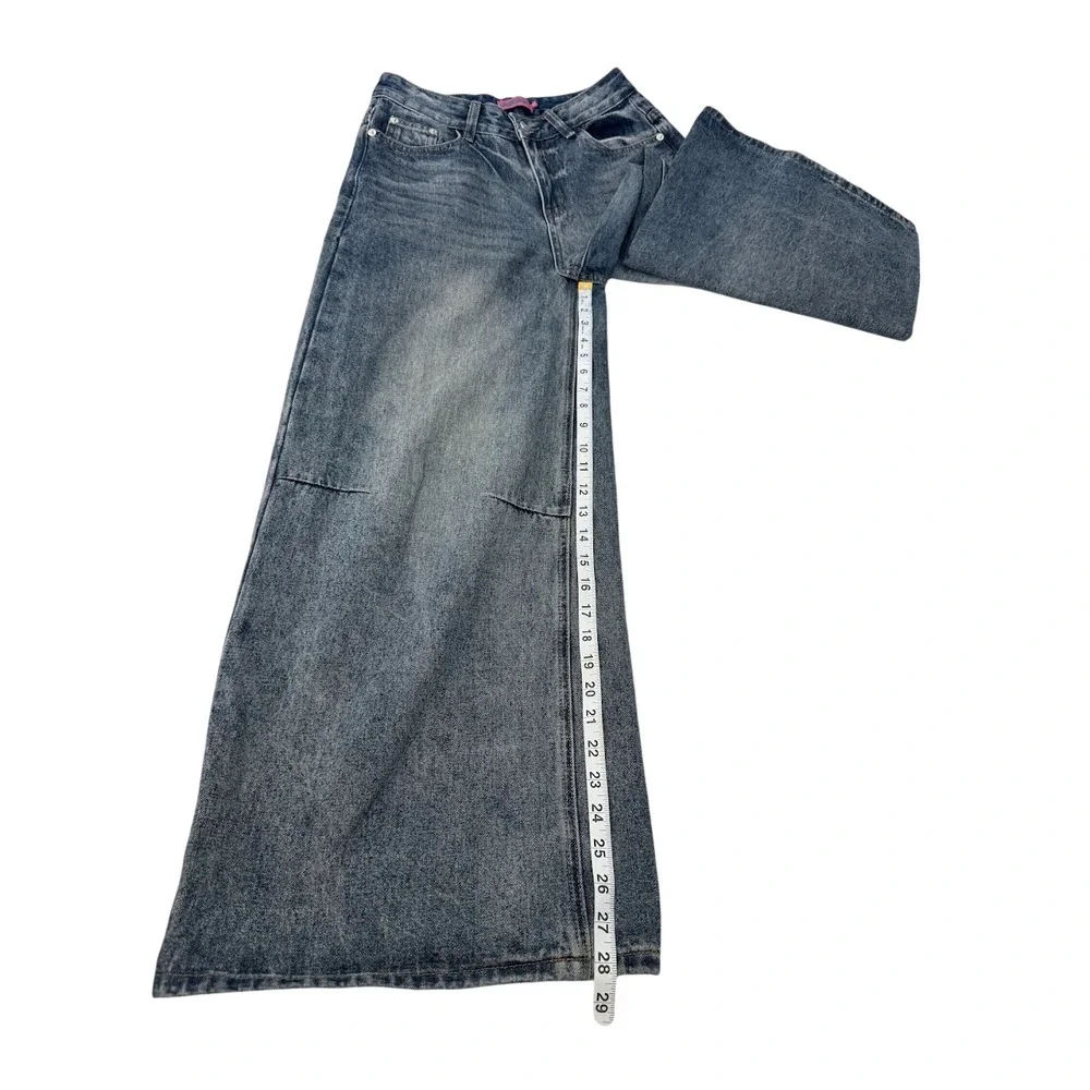 Edikted Women's Skater Girl Jeans XS Blue Wash Baggy Wide Leg Denim